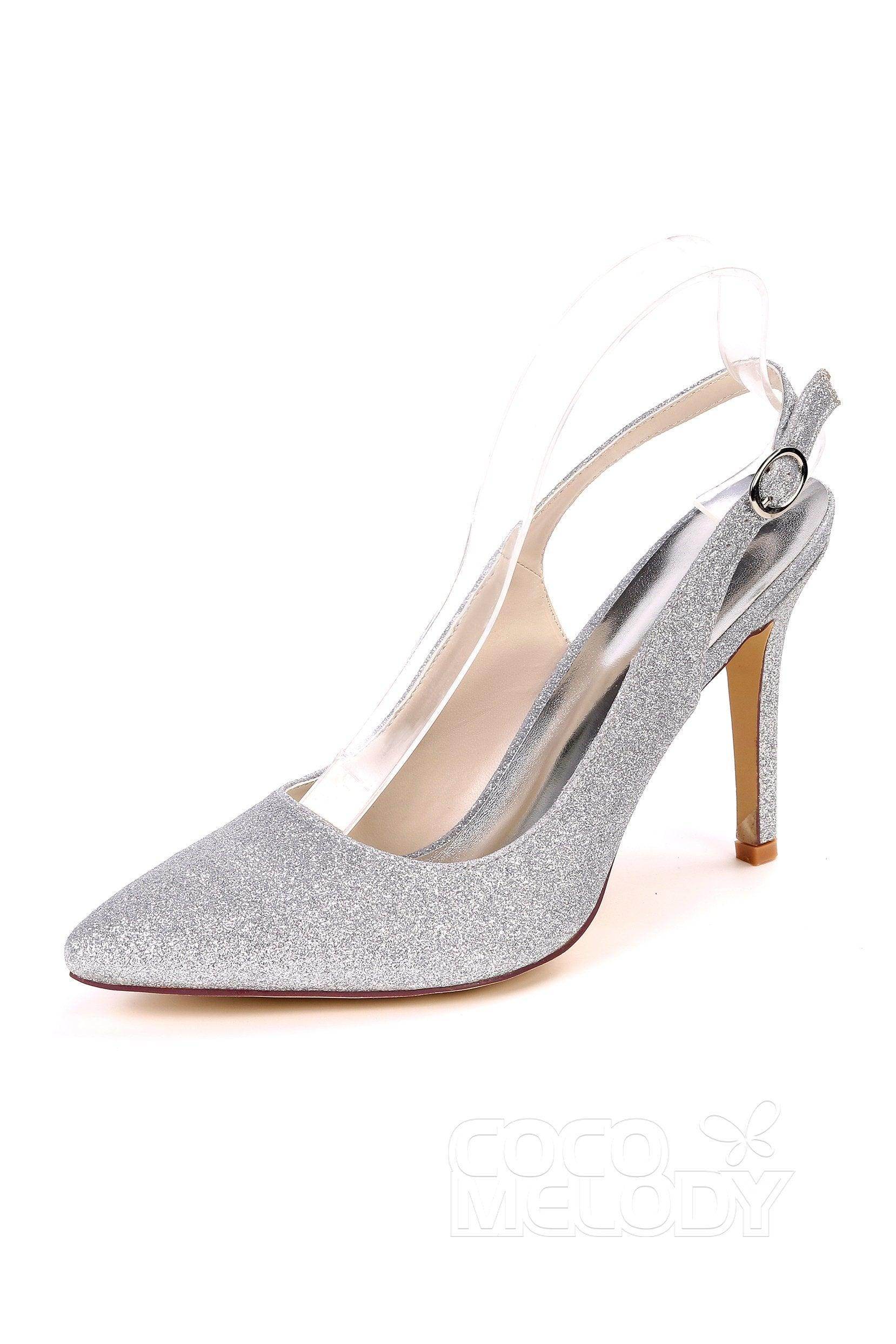 Stiletto Heel Sparkling Sling Back Dress shoes CK0070 - COCOMELODY